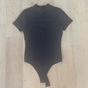 Abercrombie and Fitch Womens Cutout Short Sleeve Body Suit Black Small